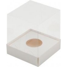 Короб картонный под  1 капкейк белый c прозрачным куполом